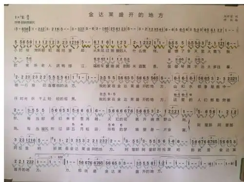 《金达莱盛开的地方》简谱.