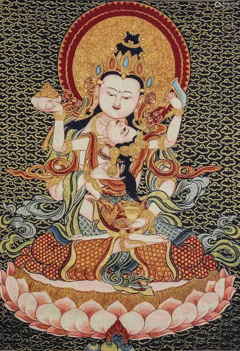 缂丝欢喜佛唐卡