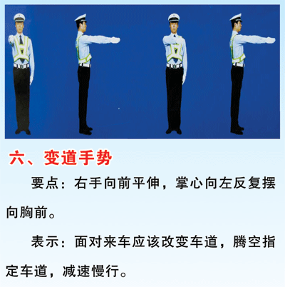 2,女交警变道手势图示