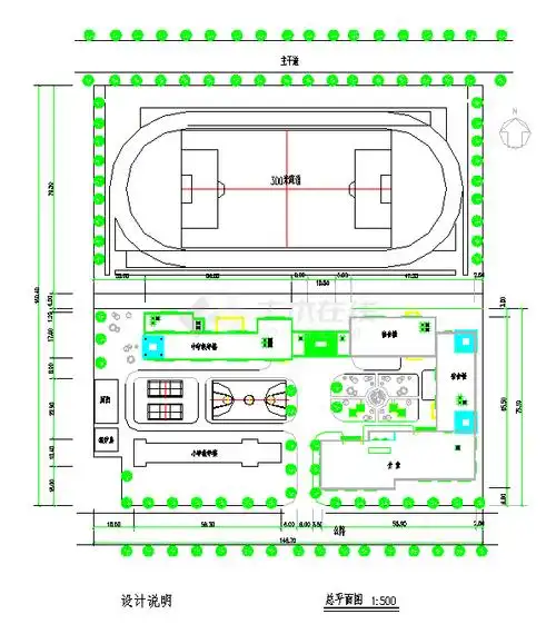 某中学学校建筑cad施工设计图纸