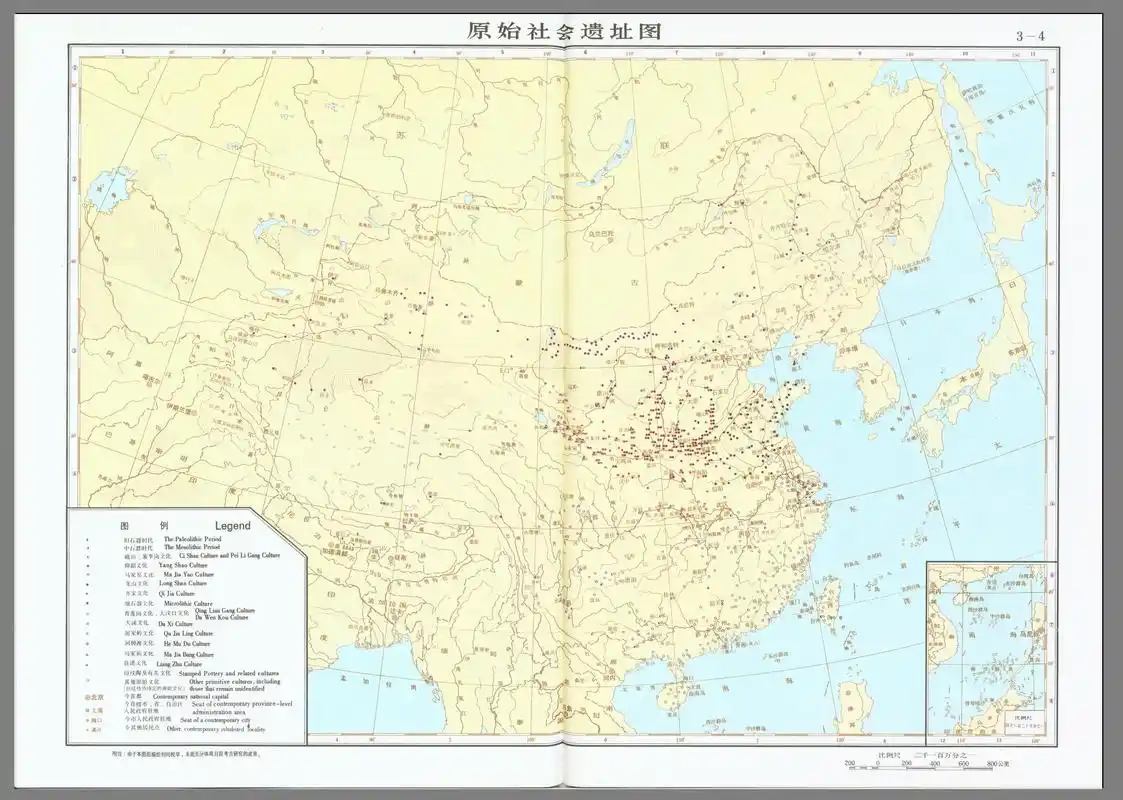 中国历史地图:原始社会,旧石器时代,新时期时代,上古时代