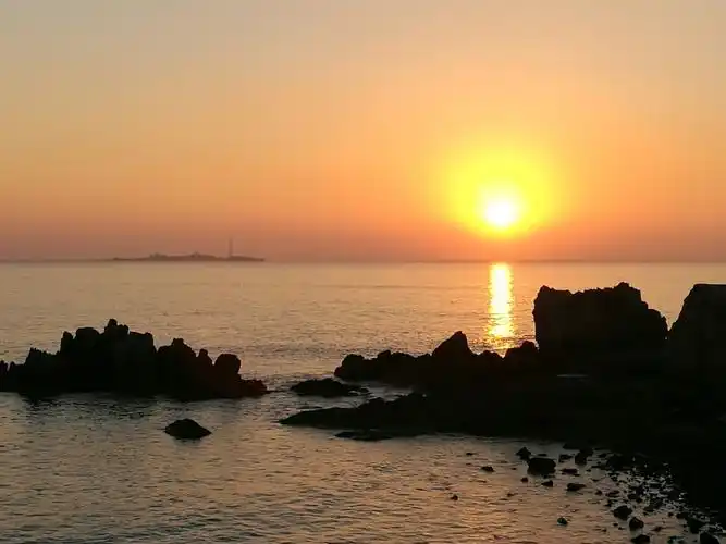 青岛雕塑园早晨的太阳