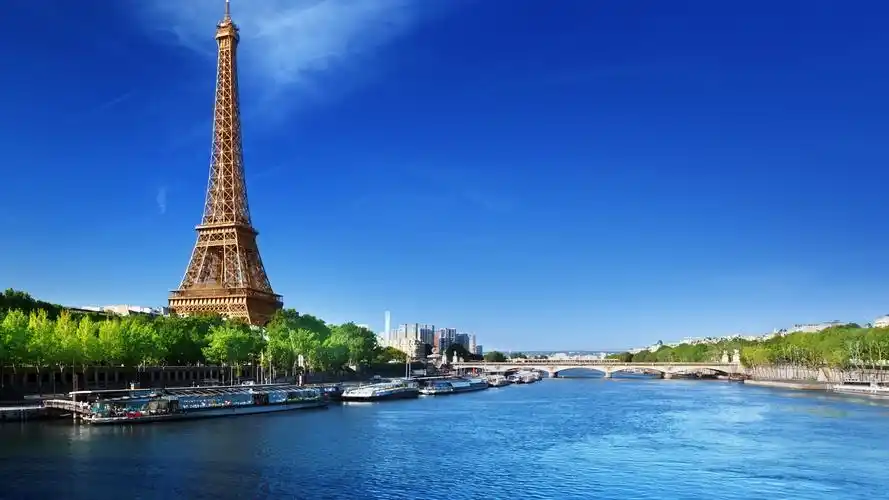 法国巴黎,埃菲尔铁塔,城市,天空,河流,桌面壁纸