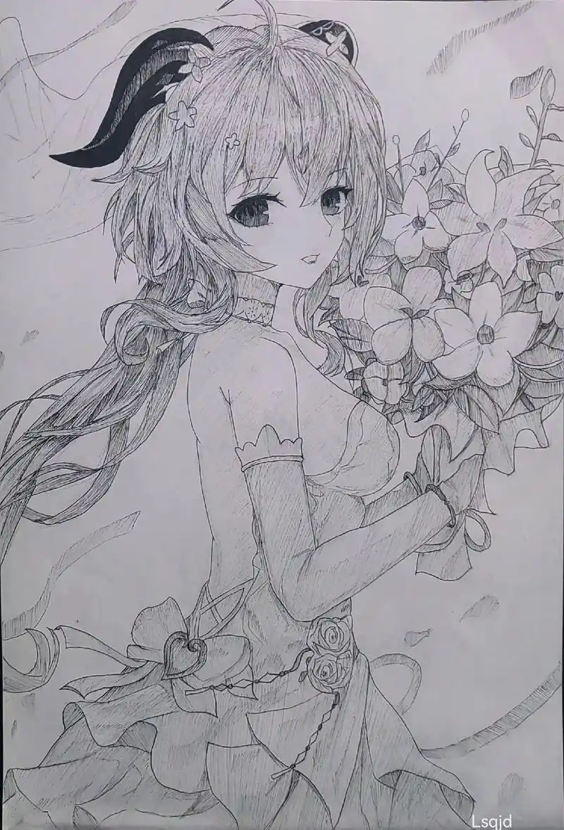 原神#甘雨#针管笔手绘 #临摹 #二次元 游戏里得不到就画 - 抖音