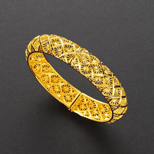 批发精品黄铜镀金24k镂空车花卡扣手镯女 久不掉色越南沙金首饰