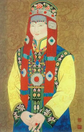 唯美蒙古族特色服装插图画版