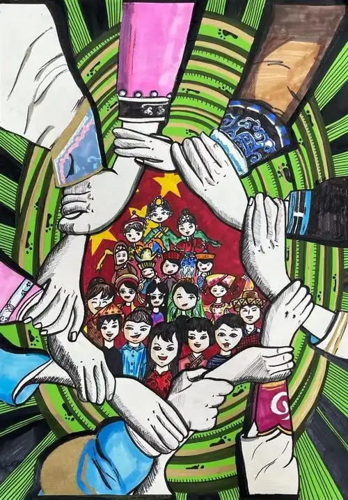 以笔绘心以画传情青浦区教育系统民族一家亲绘画作品展来啦