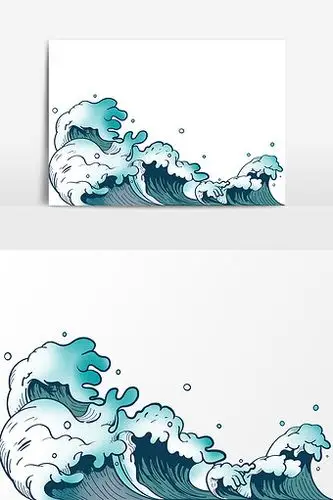 国潮风手绘水纹浪花设计