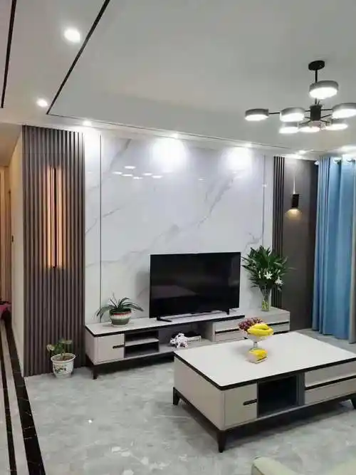 木饰面电视墙.整体墙面.效果图