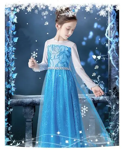 冰雪公主裙艾莎elsa女王童装女童连衣裙爱莎演出服儿童长裙子