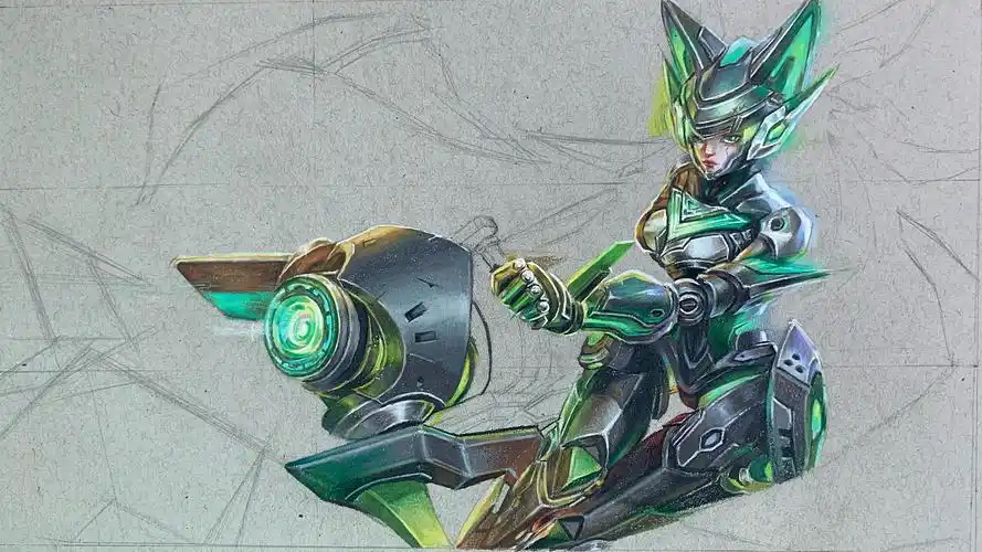 彩铅王者荣耀孙尚香末日机甲