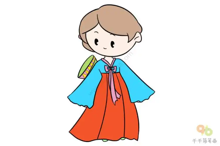 朝鲜族女孩简笔画步骤图_女孩简笔画