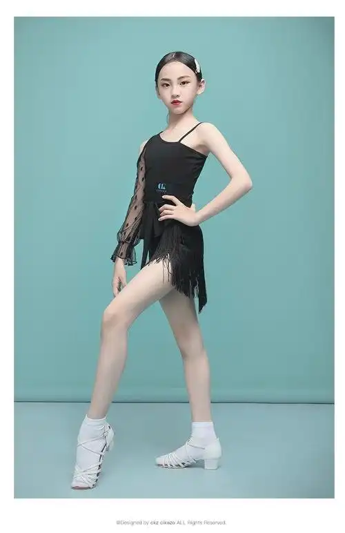 拉丁舞服装女童 拉丁舞服装练功服拉丁舞服女儿童夏季比赛规定服网红