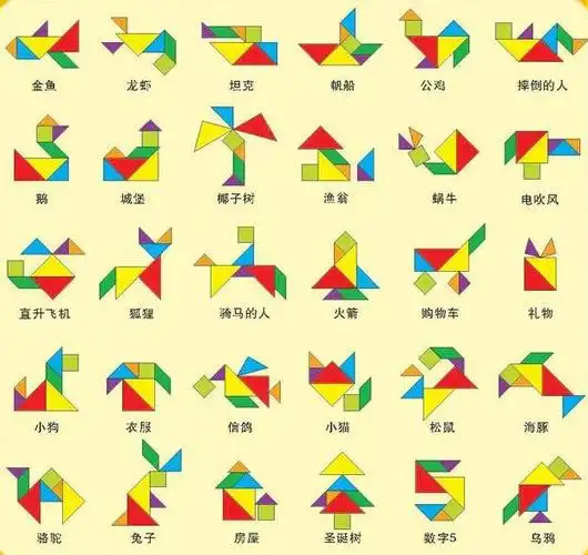 细心动脑就能用七巧板拼出各种生活常见的事物