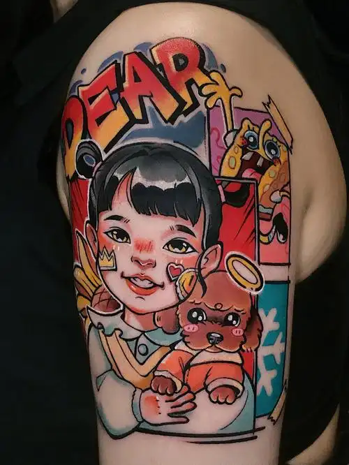 原创newschool宝宝肖像纹身卡通纹身