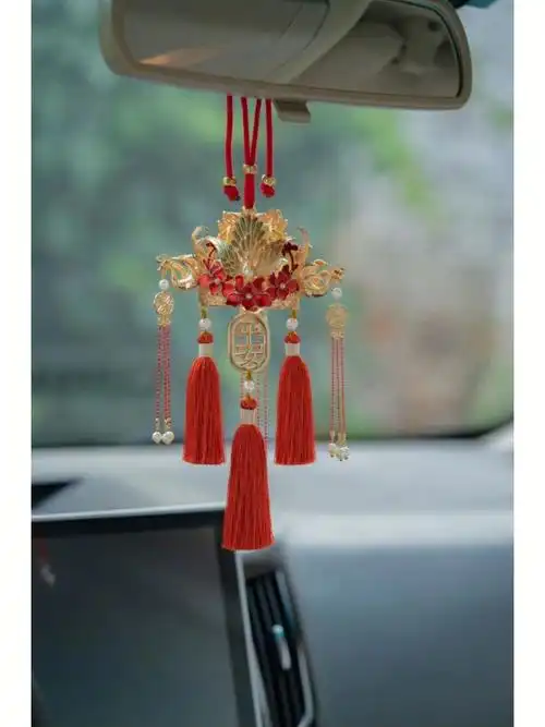 我的梦中情挂757575超精致复古红凤冠车挂75