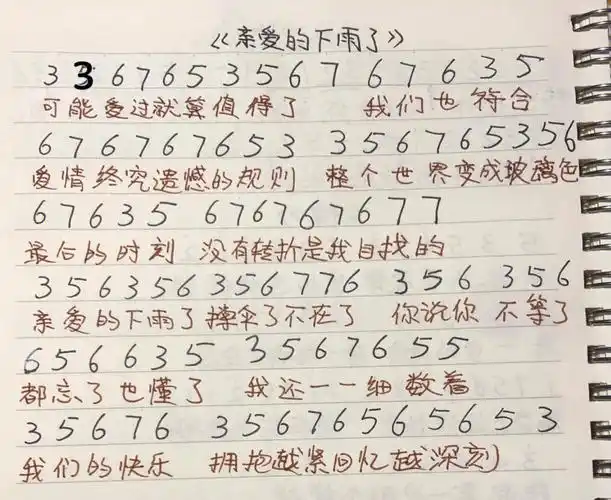 亲爱的下雨了简谱