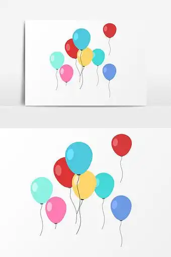手绘多彩气球插画元素图片下载