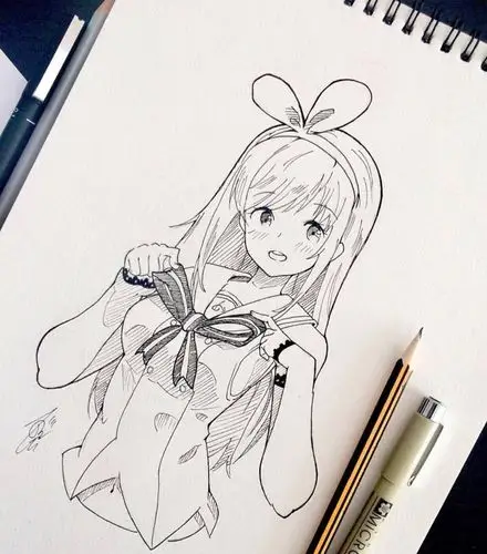 手绘动漫人物集线稿,情窦初开的美少女简直太美了