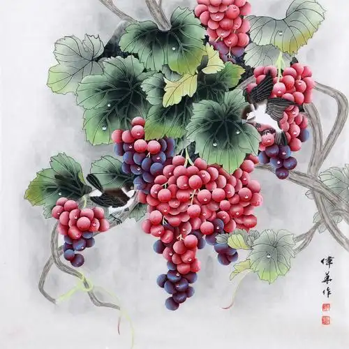 代伟华 《斗方葡萄》