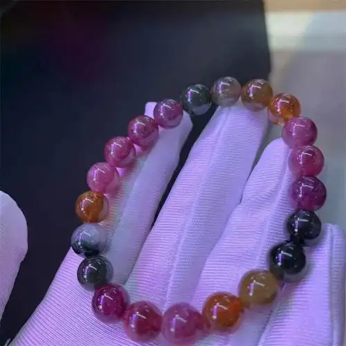 天然碧玺手链 颜色鲜艳成色漂亮 佩戴效果非常好简洁大方水晶手链