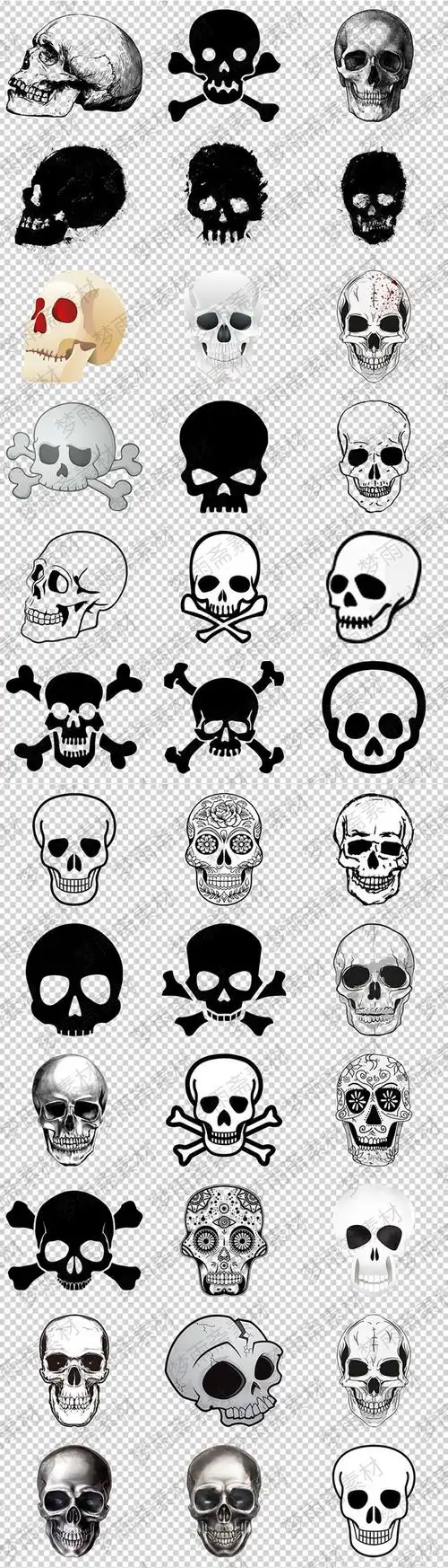 创意手绘人头骨骷髅头剪影png格式透明底免抠元素图片设计素材淘宝网