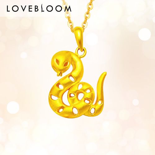 黄金蛇吊坠金蛇十二生肖蛇9999纯金项链女足金999小金蛇属相挂坠