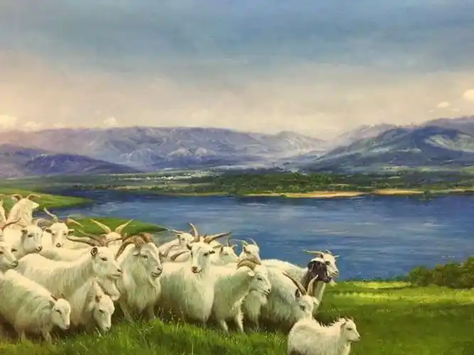 曾木泉《羊群》布面油画