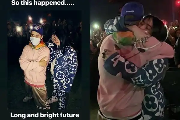 怪奇比莉第一次见到小贾斯汀,两人紧紧拥抱近30秒.