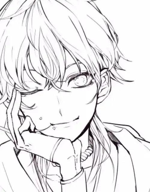 动漫帅气男头,线稿绘画手绘