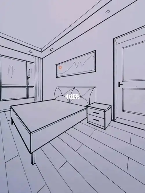两点透视卧室空间怎么画#手绘设计  #室内设计  #空间设计