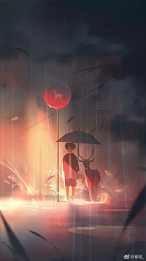 动漫风格的雨景壁纸繁华城市的手机壁纸雨天壁纸伤感图片动漫