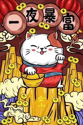 招财进宝日进斗金财运亨通开业贺卡2023年兔年生肖兔迎新年春节国潮