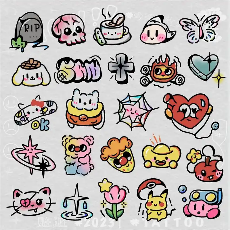 99卡通纹身手稿|mini小图拼接.