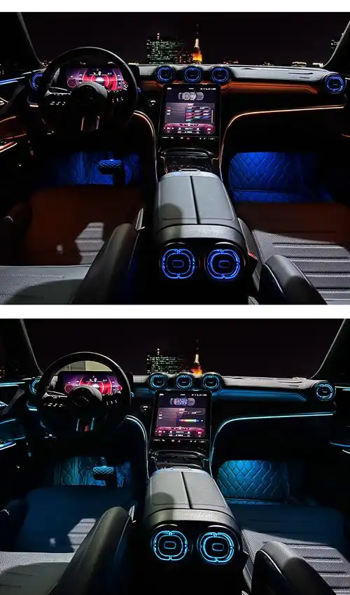 适用于2022款奔驰c主动式氛围灯车内气氛呼吸灯64色原厂改装升级