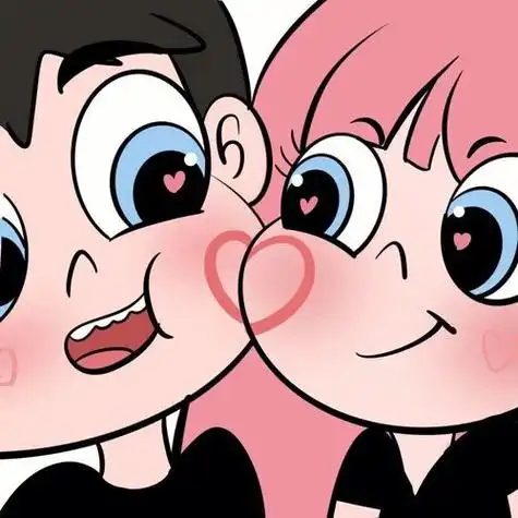 手绘q版双人头像