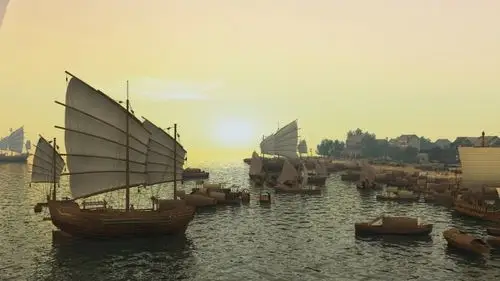 古代港口码头古代商船商队下西洋3d模型