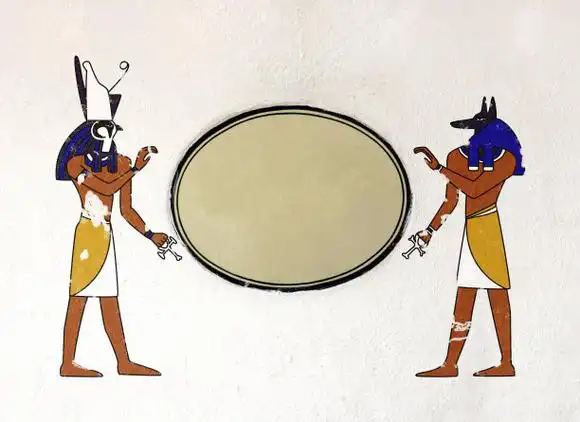 grunge背景与埃及神阿努比斯和荷鲁斯图片下载