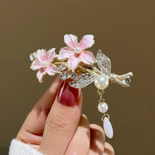 古风超仙蝴蝶流苏弹簧发夹小顶夹女生汉服旗袍头饰饰品侧边夹批发