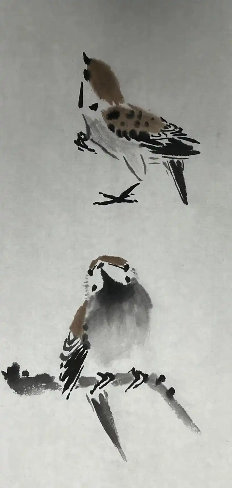 下午练手,画了十只小麻雀#国画 #写意花鸟 #国画麻雀 - 抖音