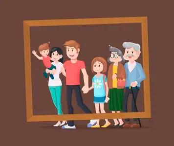 相片为整个家庭的记忆在木框架照片