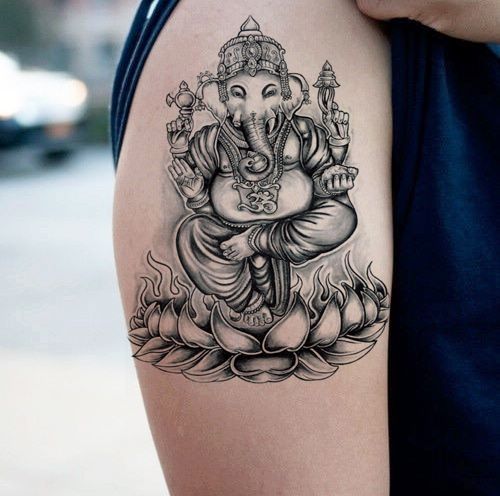 新款泰国象神纹身贴 花臂 男女防水纹身贴纸 大手臂持久仿真刺青