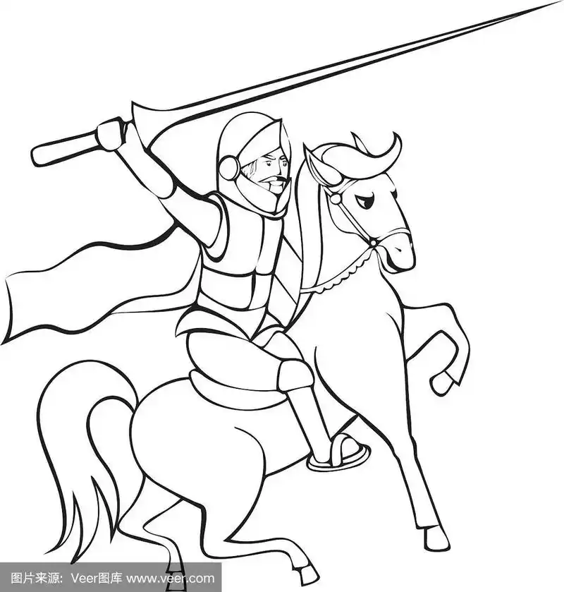 骑在马背上手持长矛的骑士