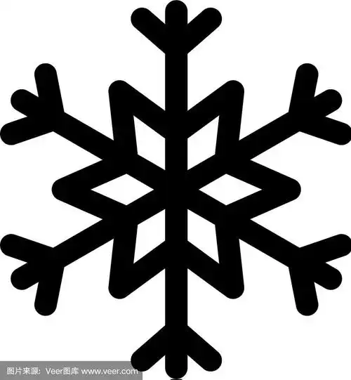 黑色雪花图标孤立在白色背景