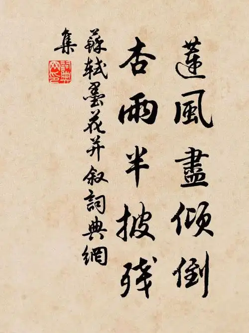 苏轼莲风尽倾倒,杏雨半披残书法作品欣赏