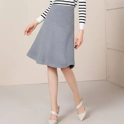 凡琴原创设计简约时尚四片微波浪裙百搭甜美半截裙女