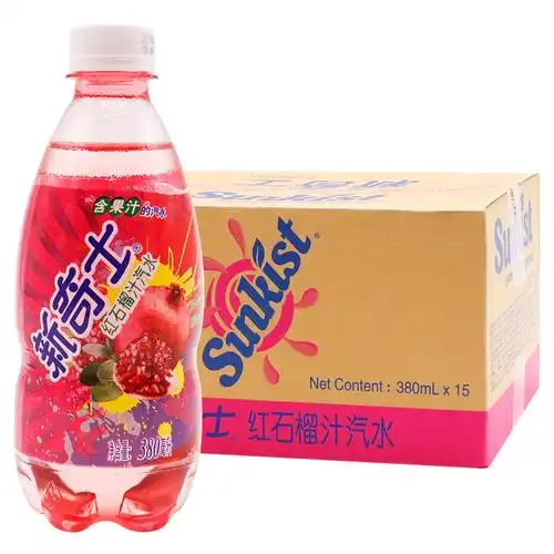 屈臣氏(watsons) 新奇士 碳酸果味汽水饮料 红石榴380ml*15瓶 整箱