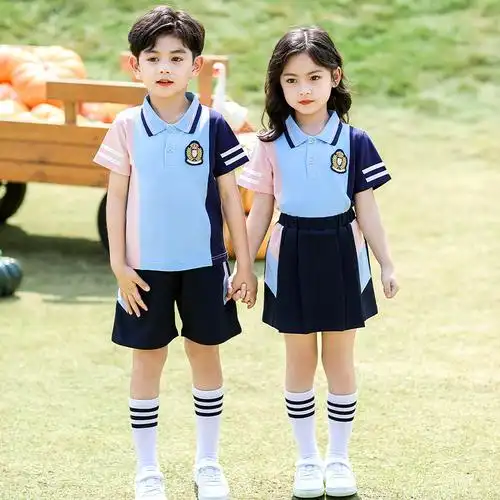 幼儿园园服夏装小学生校服套装儿童夏季纯棉短袖班服学院演出服装