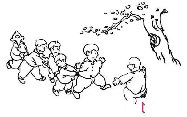 童年游戏老鹰捉小鸡简笔画