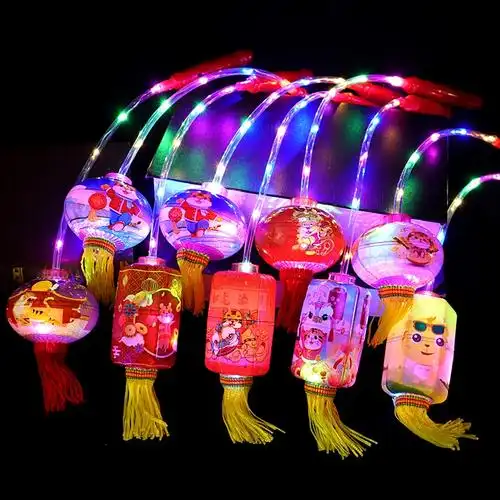 古达虎年春节儿童新年礼物发光手提小灯笼小朋友玩具卡通装饰七彩灯笼